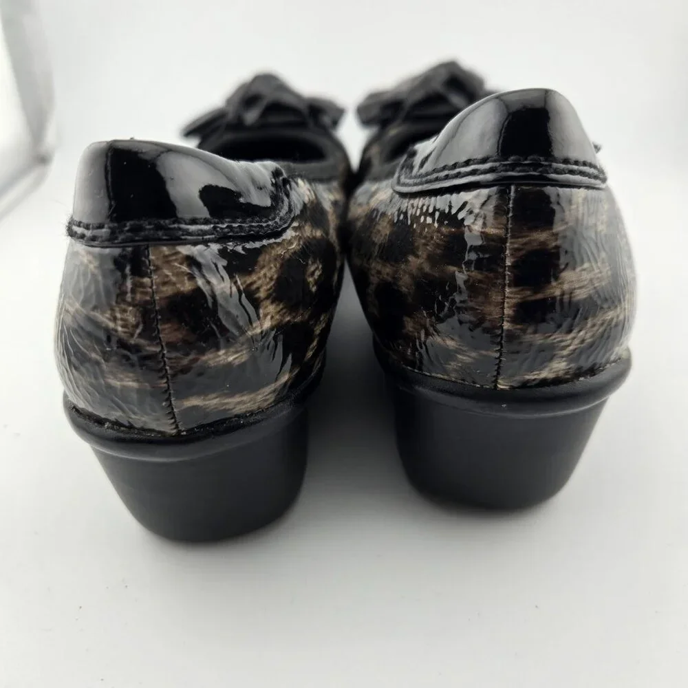Anne Klein AK Sport Leopard Print Bow Wedges Women’s 6.5M Brown Black